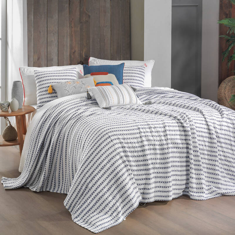 Flint Mavi Yatak Örtüsü Çift Kişilik - 2