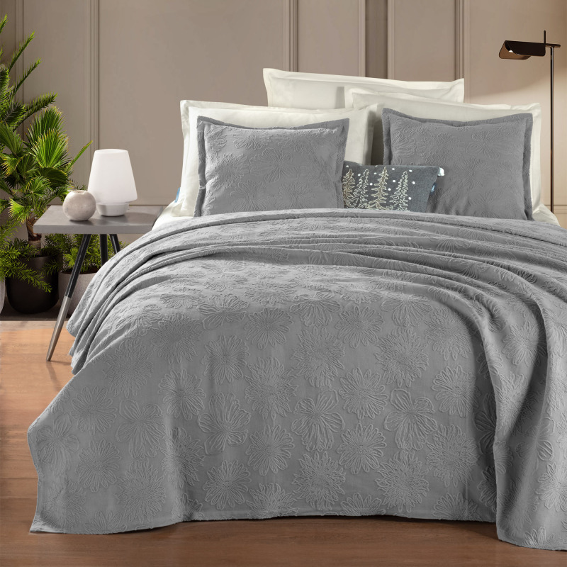 Florion Yatak Örtüsü Çift Kişilik Gri 