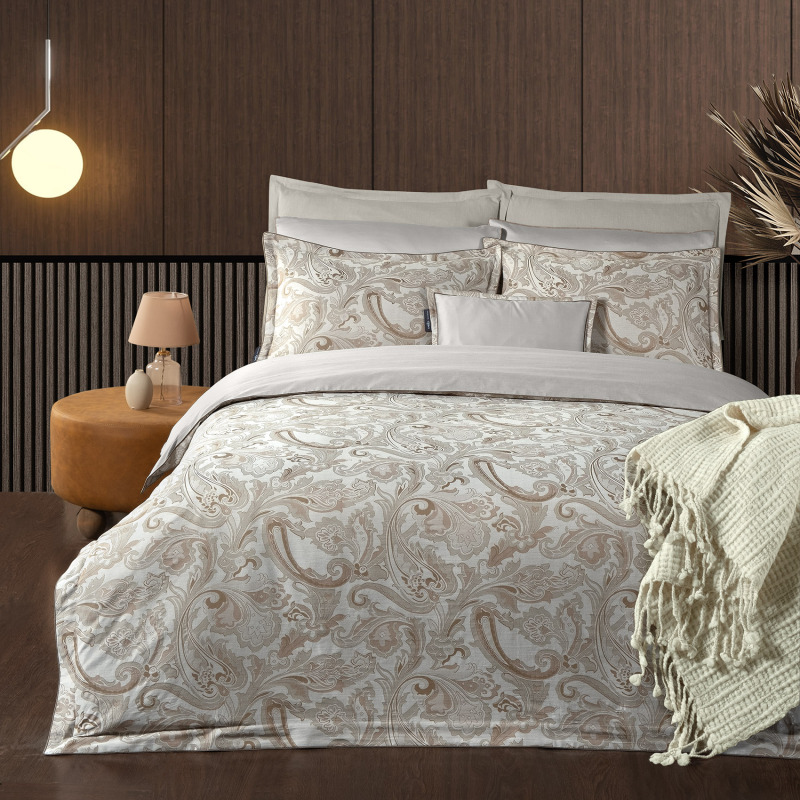 Fredo Pamuk Saten Nevresim Takımı Çift Kişilik Mocha - SAREV