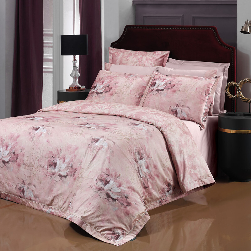 Freza Saten Çift Kişilik Pembe Nevresim Takımı - SAREV