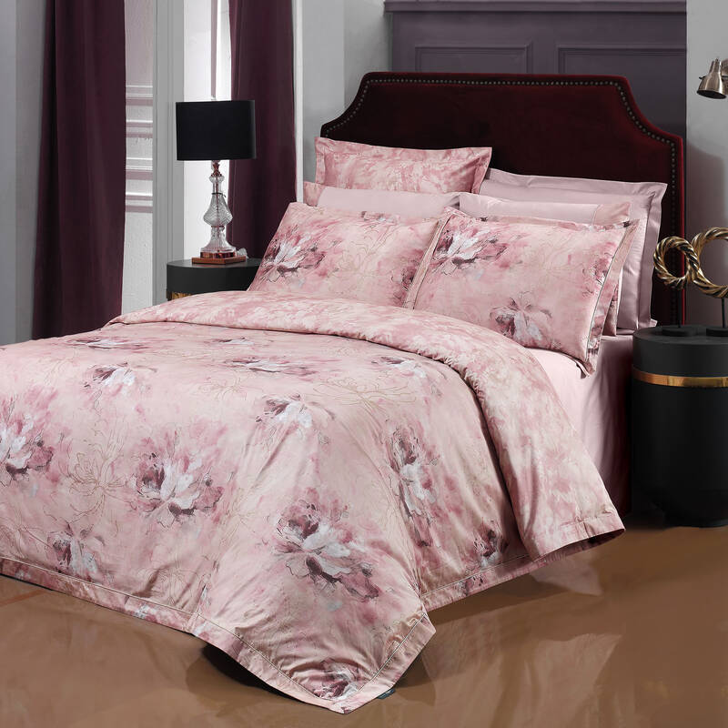 Freza Saten Çift Kişilik Pembe Nevresim Takımı - 1