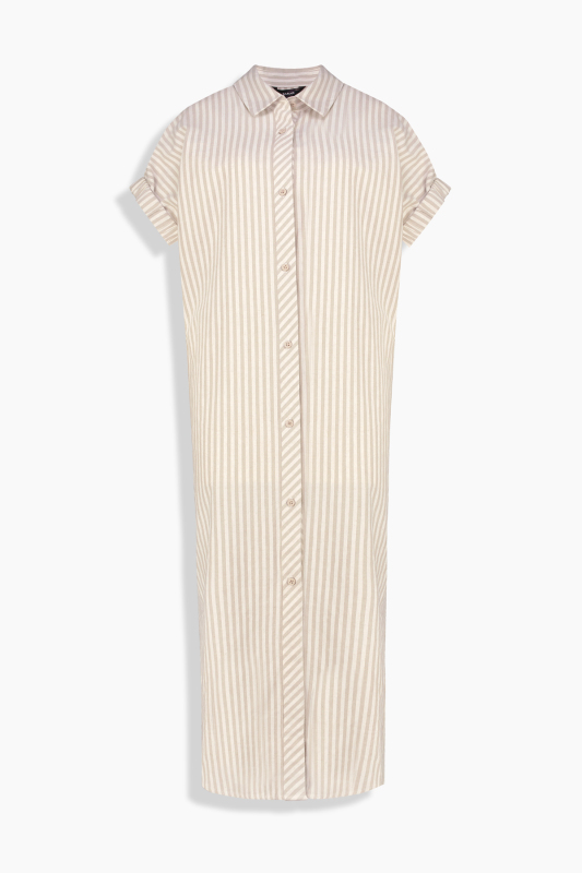 Gale Çizgili Bej Elbise - SARAR WOMAN