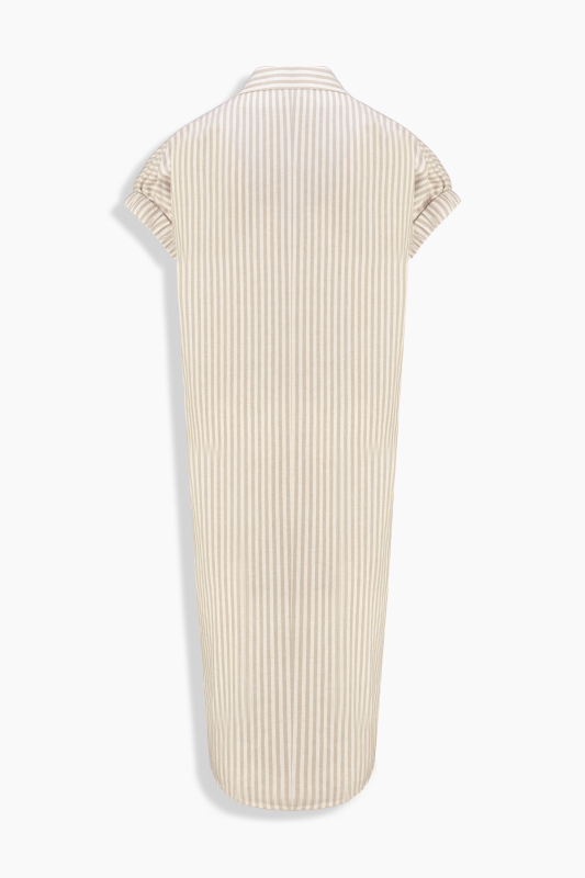 Gale Çizgili Bej Elbise - SARAR WOMAN