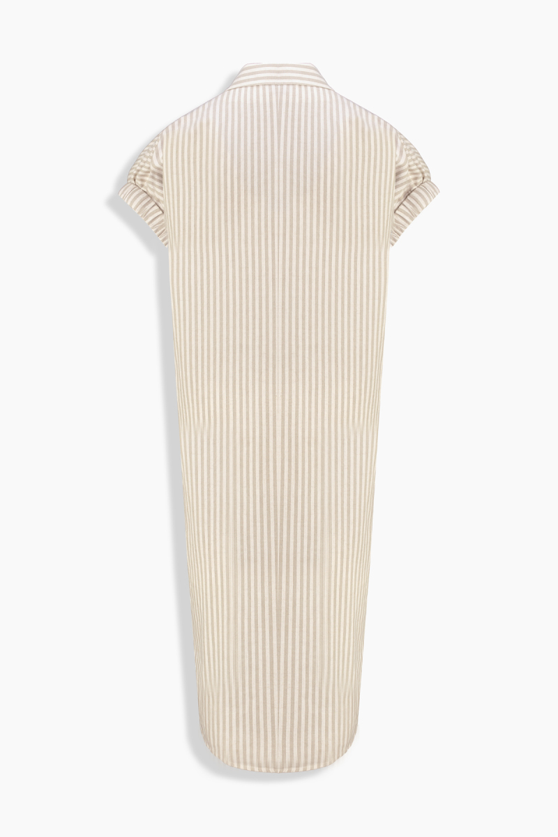 Gale Çizgili Bej Elbise - 2