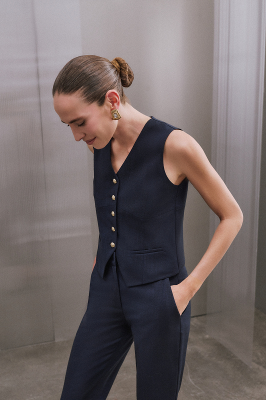 Gaudy Lacivert Yelek - SARAR WOMAN