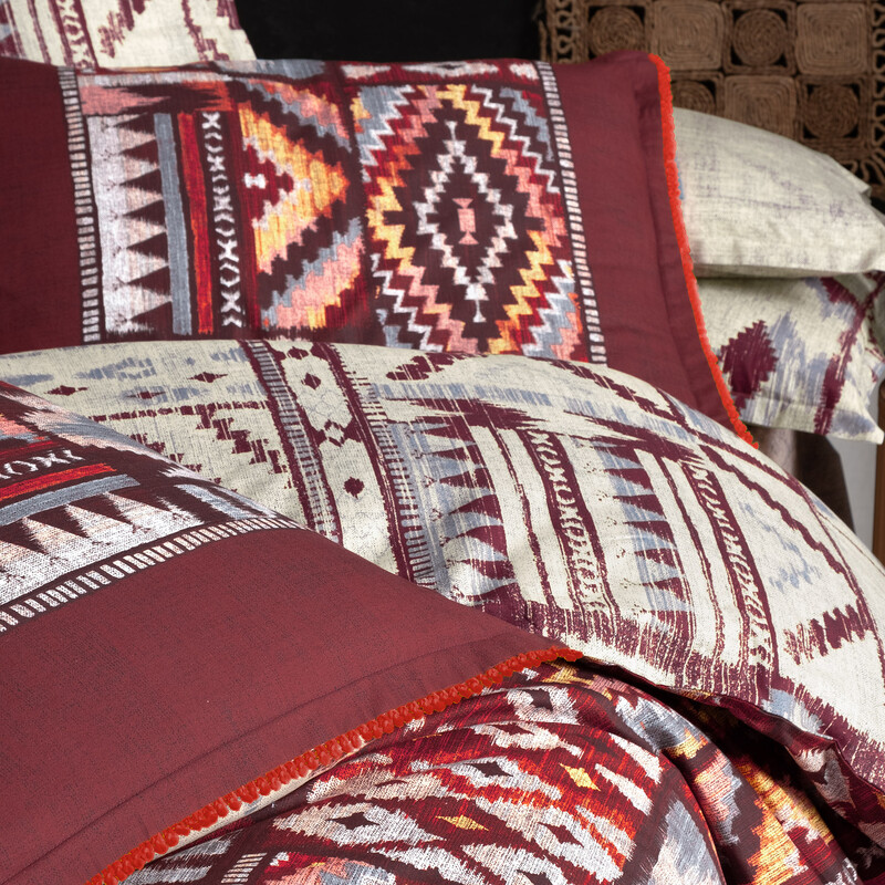 Gilya Fancy Poplin King Size Bordo Nevresim Takımı - SAREV