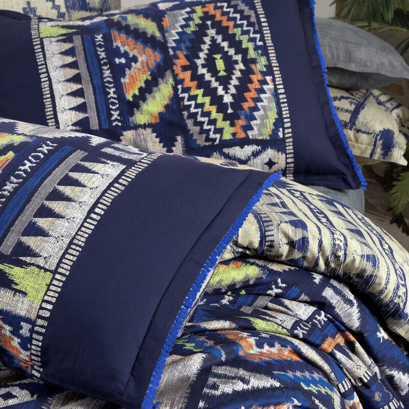 Gilya Fancy Poplin King Size Mavi Nevresim Takımı - SAREV