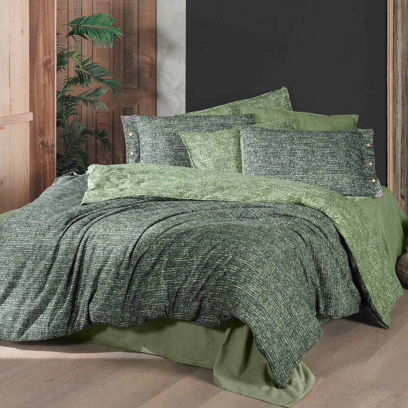 Glamis Flanel King Size Nevresim Takımı Yeşil - 1