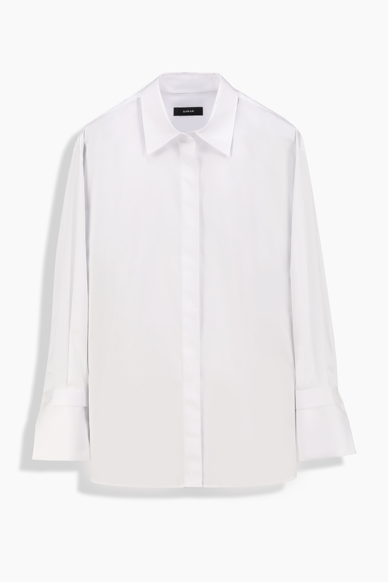 Gloss Uzun Kol Beyaz Gömlek - 1