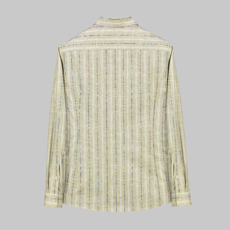 Goias Çizgili Uzun Kol Açık Kahverengi Gömlek - 2