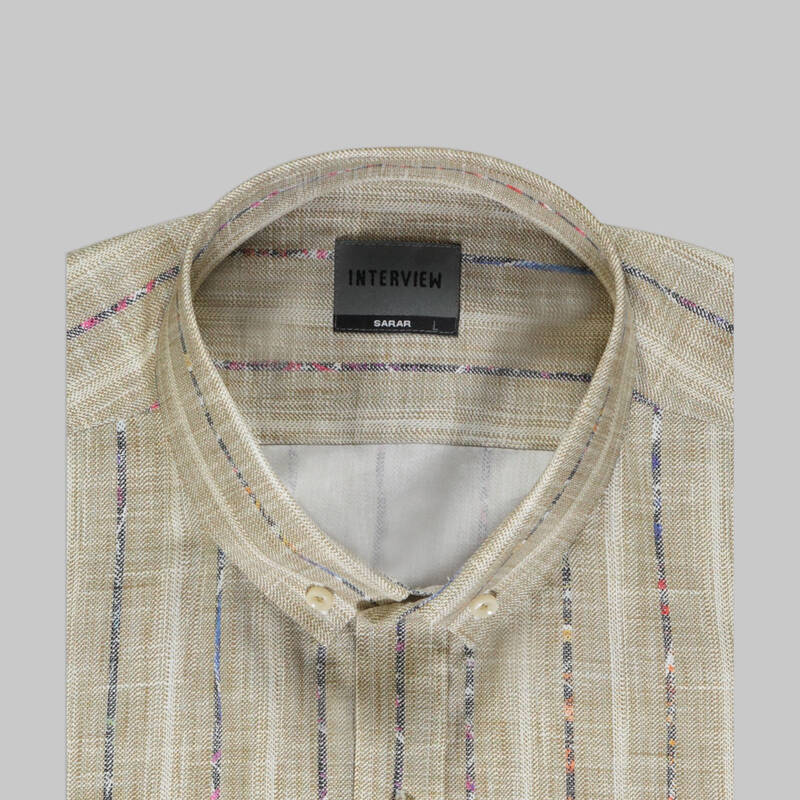 Goias Çizgili Uzun Kol Açık Kahverengi Gömlek - 4