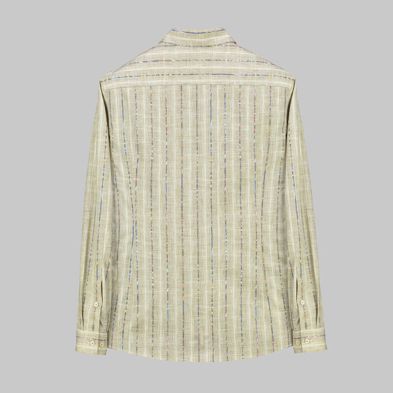 Goias Çizgili Uzun Kol Açık Kahverengi Gömlek - INTERVIEW