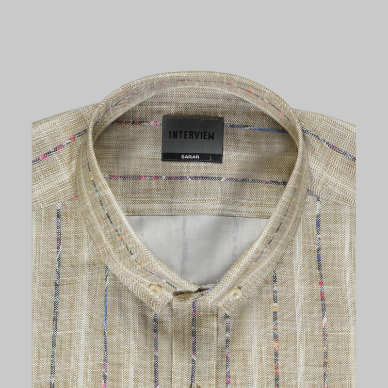 Goias Çizgili Uzun Kol Açık Kahverengi Gömlek - INTERVIEW