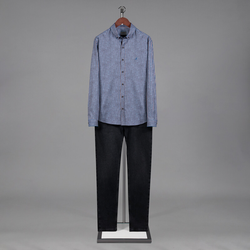 Goias Çizgili Açık Kahverengi Gömlek - INTERVIEW