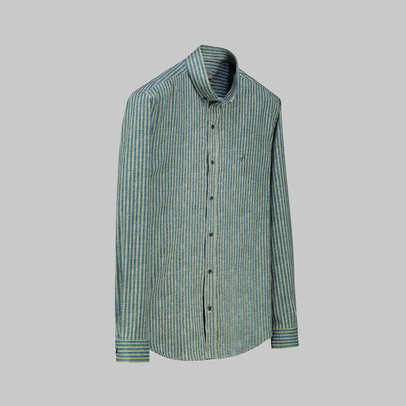Goias Çizgili Haki Gömlek - 1
