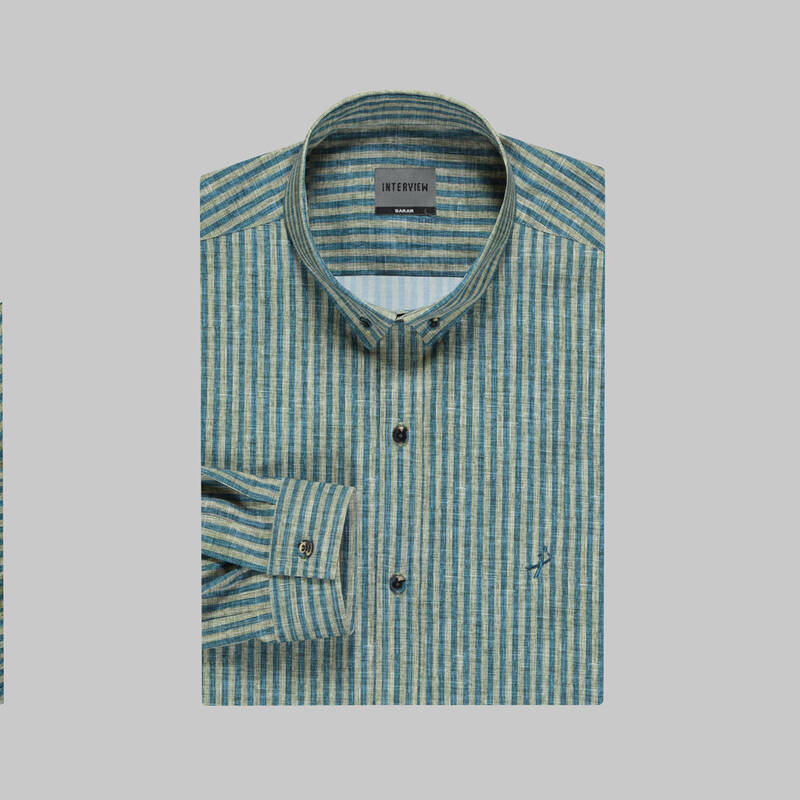 Goias Çizgili Haki Gömlek - 3