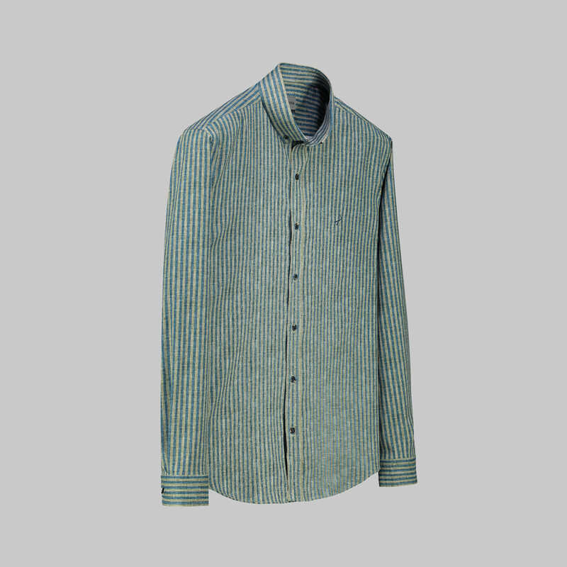 Goias Çizgili Haki Gömlek - INTERVIEW