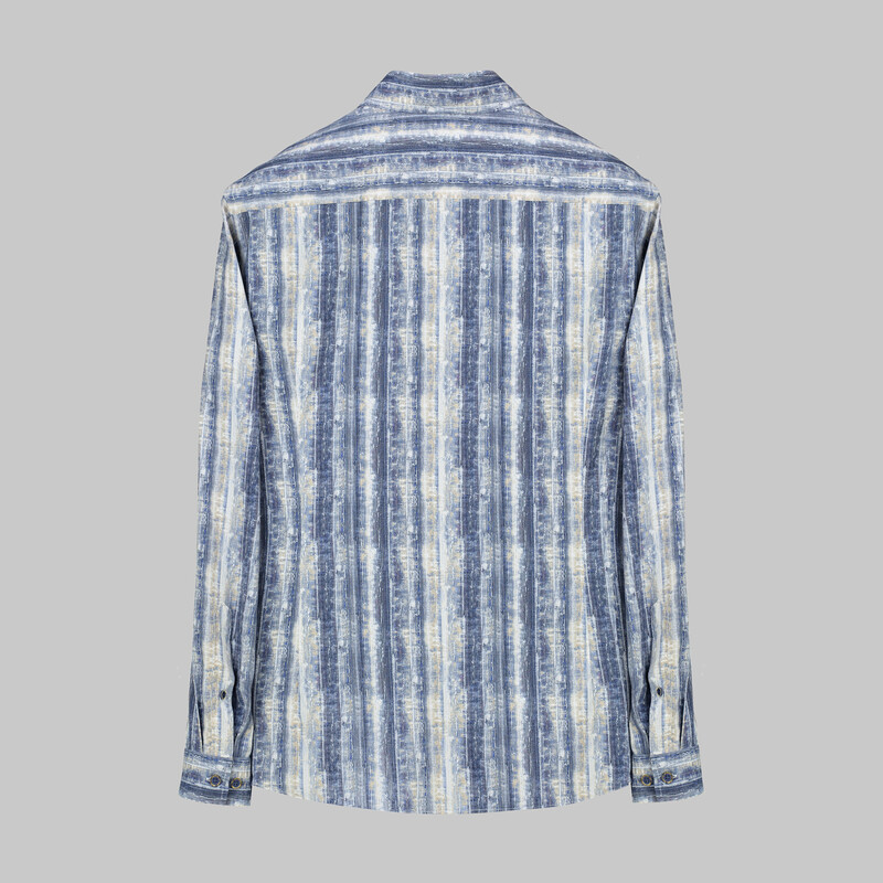 Goias Çizgili Klasik Lacivert Gömlek - INTERVIEW