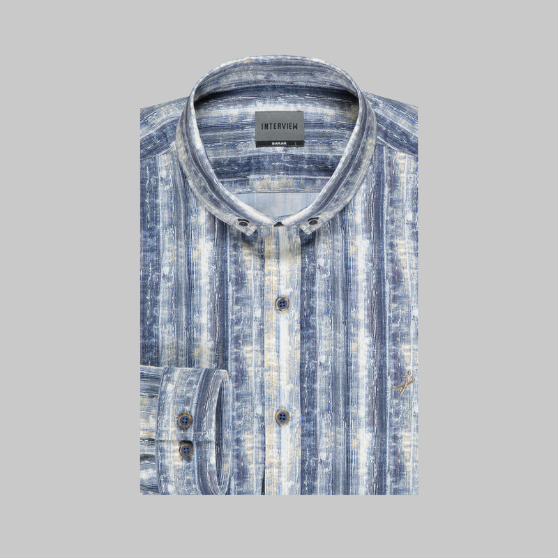 Goias Çizgili Klasik Lacivert Gömlek - INTERVIEW