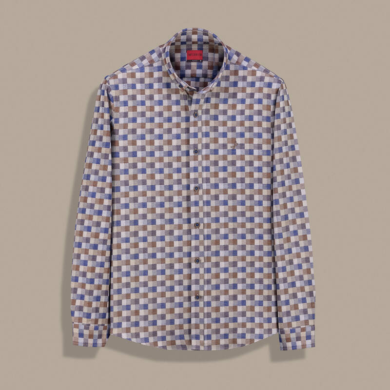 Goias Desenli Pamuklu Kahverengi Gömlek - 1