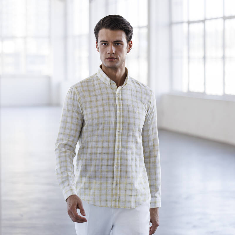 Goias Kareli Slim Sarı Gömlek - 1