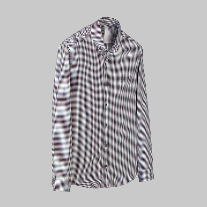 Goias Kareli Slim Koyu Kahverengi Gömlek 