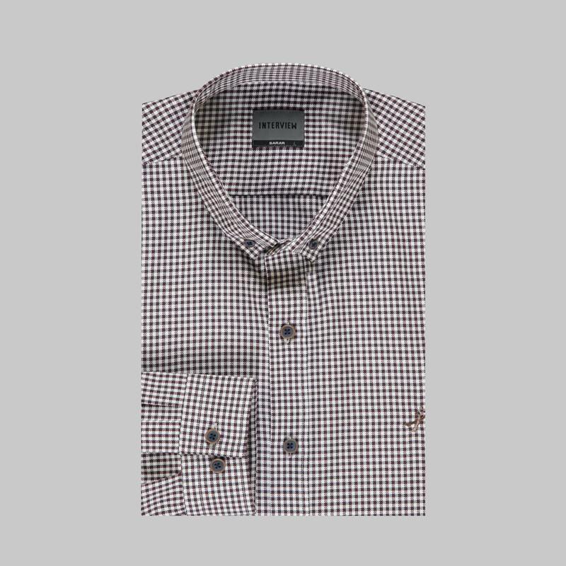 Goias Kareli Slim Koyu Kahverengi Gömlek - INTERVIEW