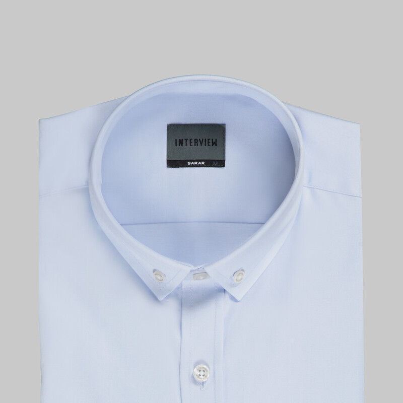 Goias Düğmeli Yaka Açık Mavi Slim Fit Gömlek - INTERVIEW