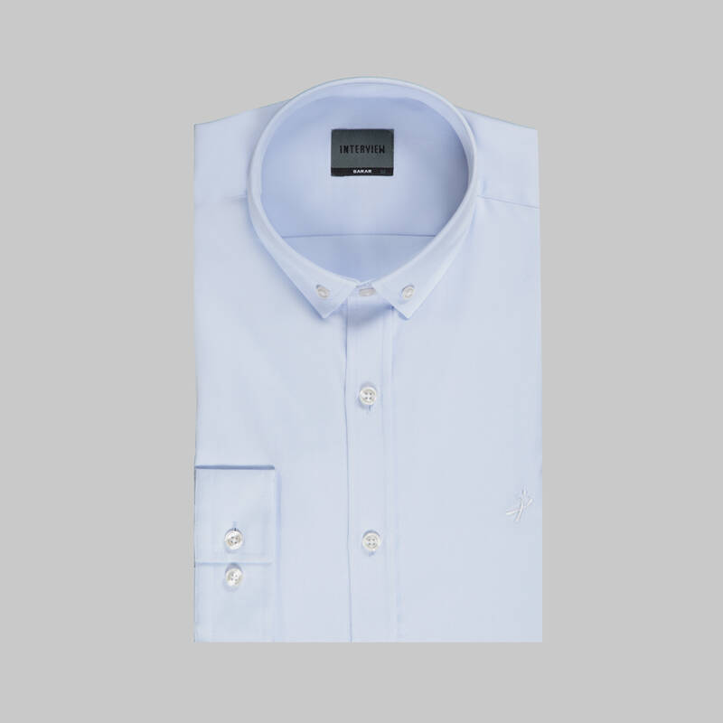 Goias Düğmeli Yaka Açık Mavi Slim Fit Gömlek - 3
