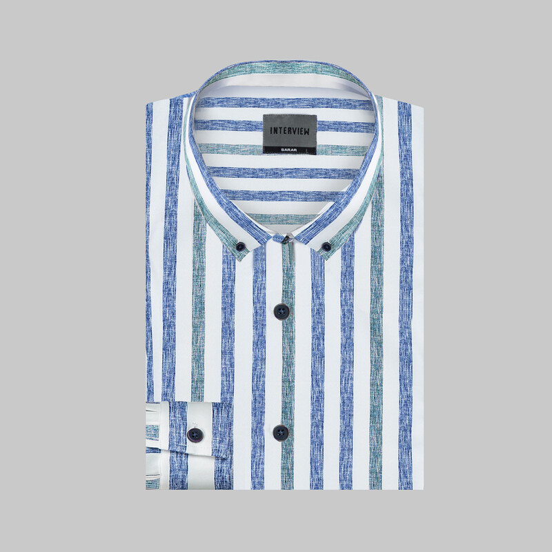 Goias Çizgili Soho Yeşil Gömlek - INTERVIEW