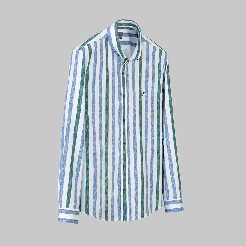 Goias Çizgili Soho Yeşil Gömlek - 1