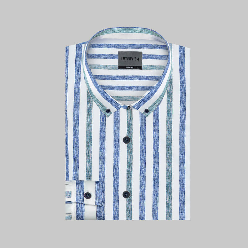 Goias Çizgili Soho Yeşil Gömlek - 3