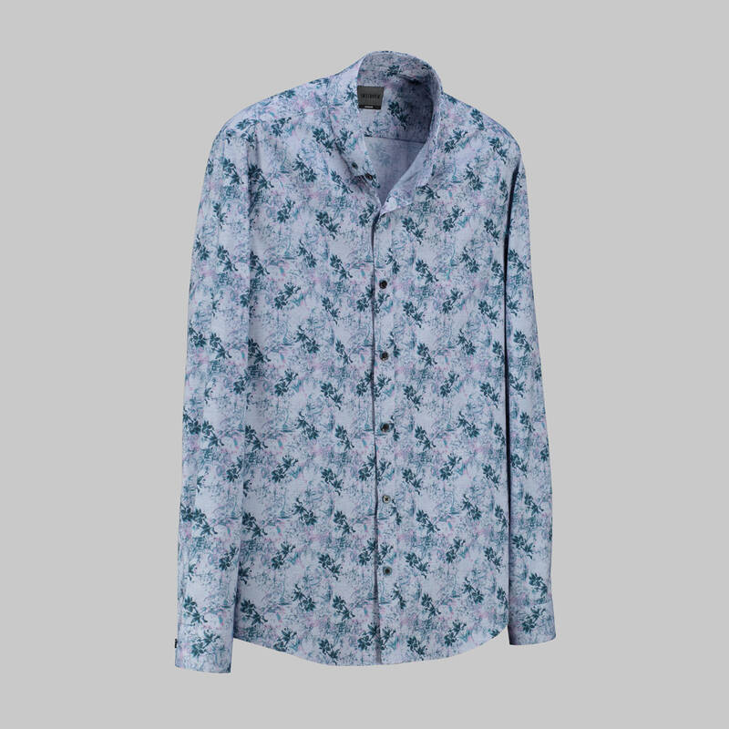 Goias Çiçek Desenli Yeşil Gömlek - 1
