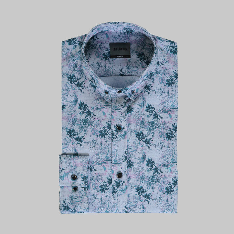 Goias Çiçek Desenli Yeşil Gömlek - 3