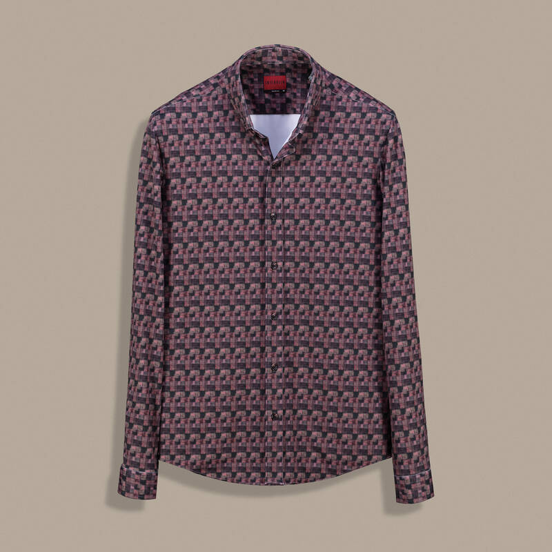 Goias Uzun Kol Soho Desenli Gül Kurusu Gömlek - 1