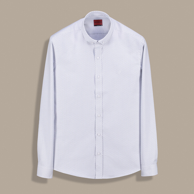 Goias Mavi Desenli Uzun Kol Gömlek 