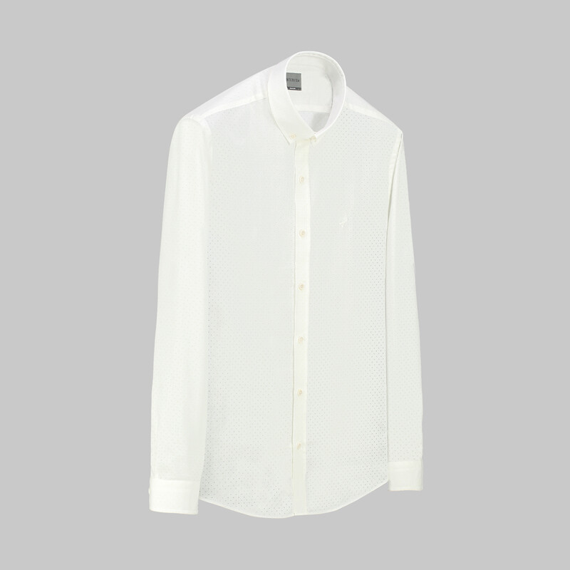 Goias Mikro Desenli Slim Fit Ekru Gömlek 