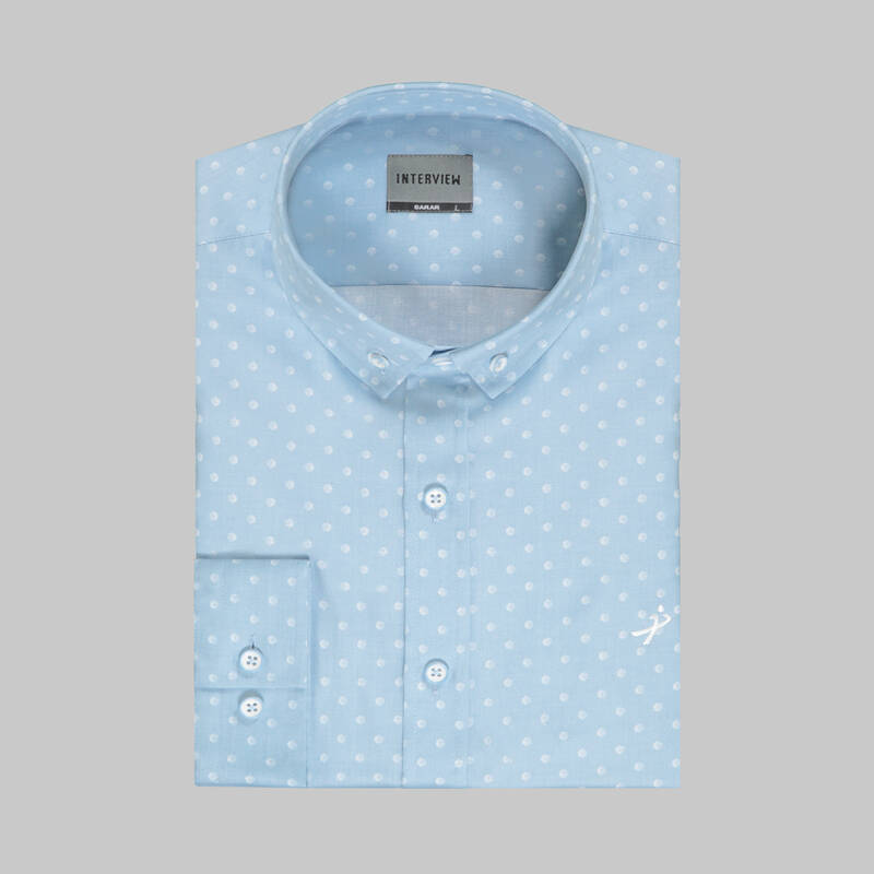 Goias Mini Puantiyeli Mavi Gömlek - 3