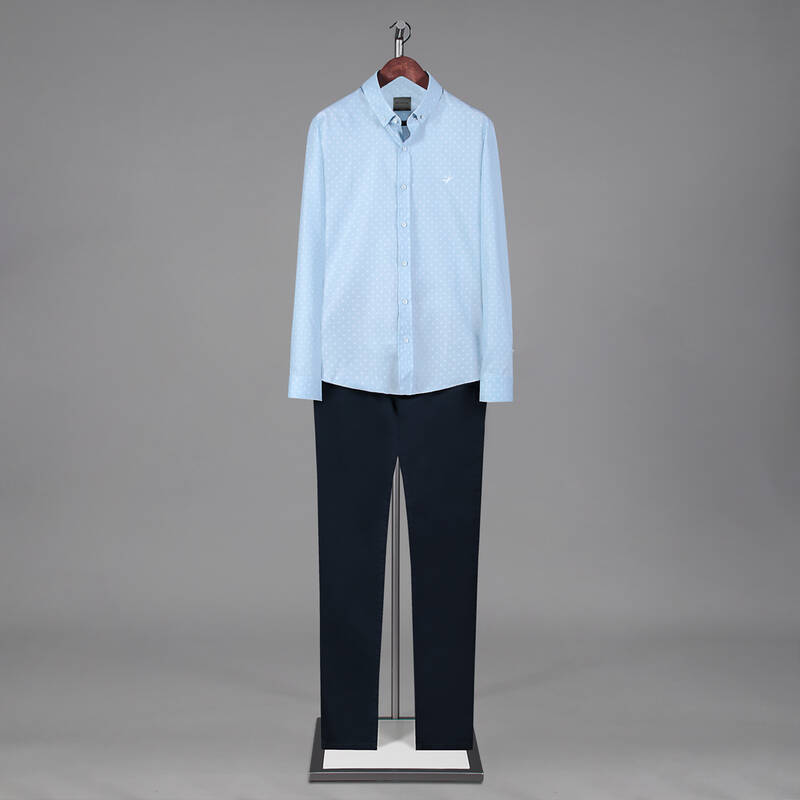 Goias Mini Puantiyeli Mavi Gömlek - 4