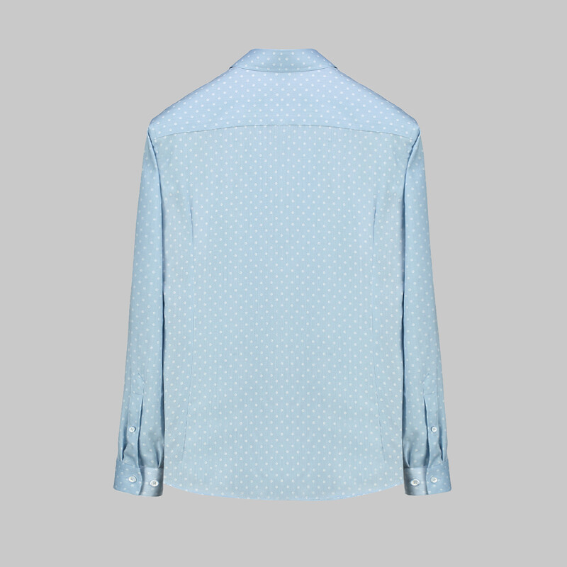Goias Mini Puantiyeli Mavi Gömlek - INTERVIEW