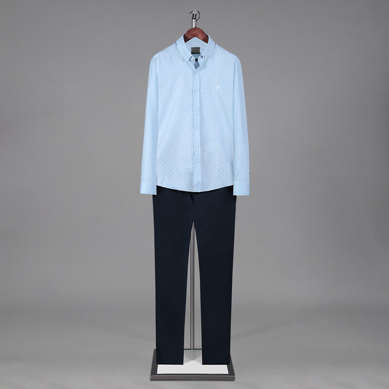 Goias Mini Puantiyeli Mavi Gömlek - INTERVIEW