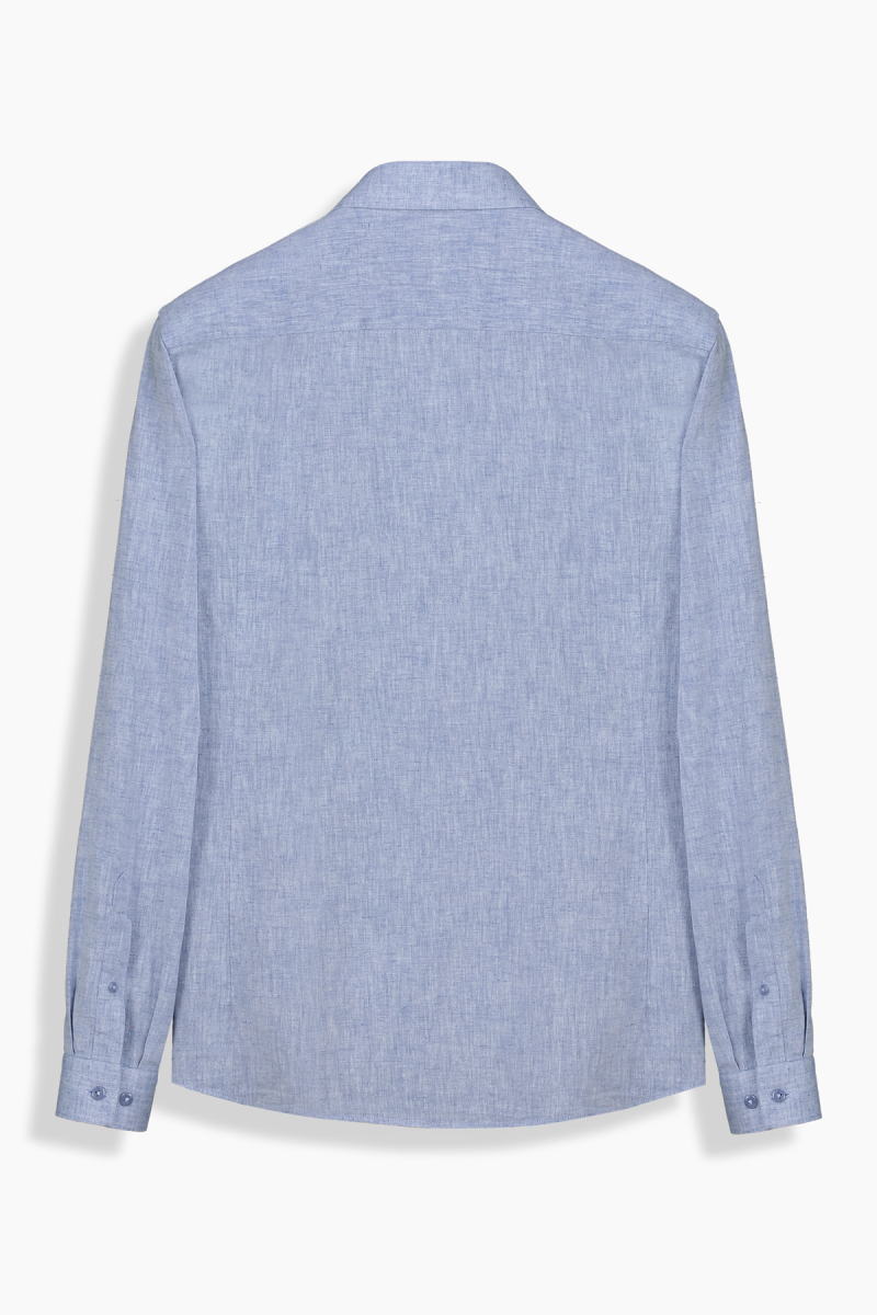 Goias Pamuk Keten İndigo Mavi Gömlek - 2