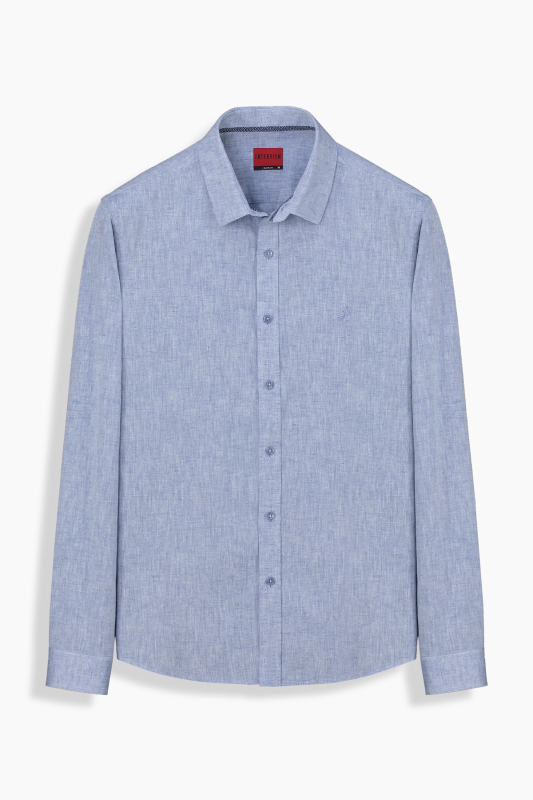 Goias Pamuk Keten İndigo Mavi Gömlek - INTERVIEW