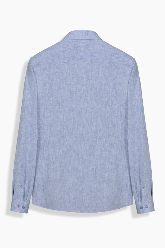 Goias Pamuk Keten İndigo Mavi Gömlek - INTERVIEW