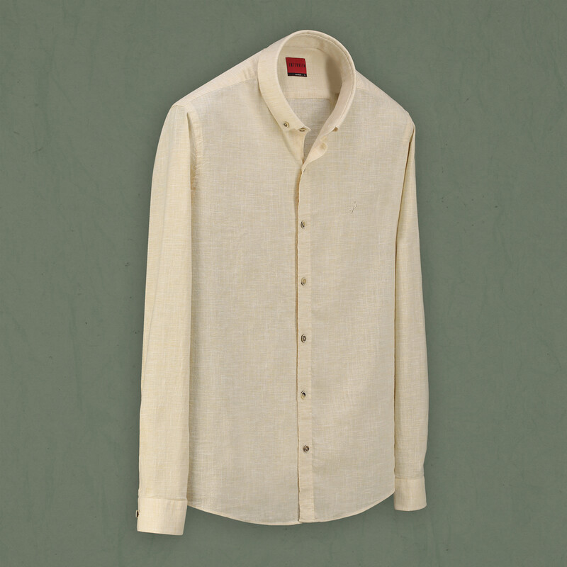 Goias Pamuk Keten Sarı Gömlek 