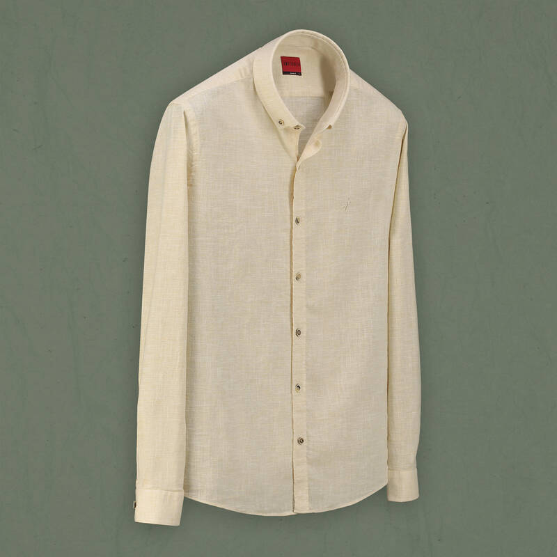 Goias Pamuk Keten Sarı Gömlek - 1