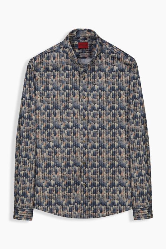 Goias Pamuklu Lacivert Desenli Gömlek - INTERVIEW