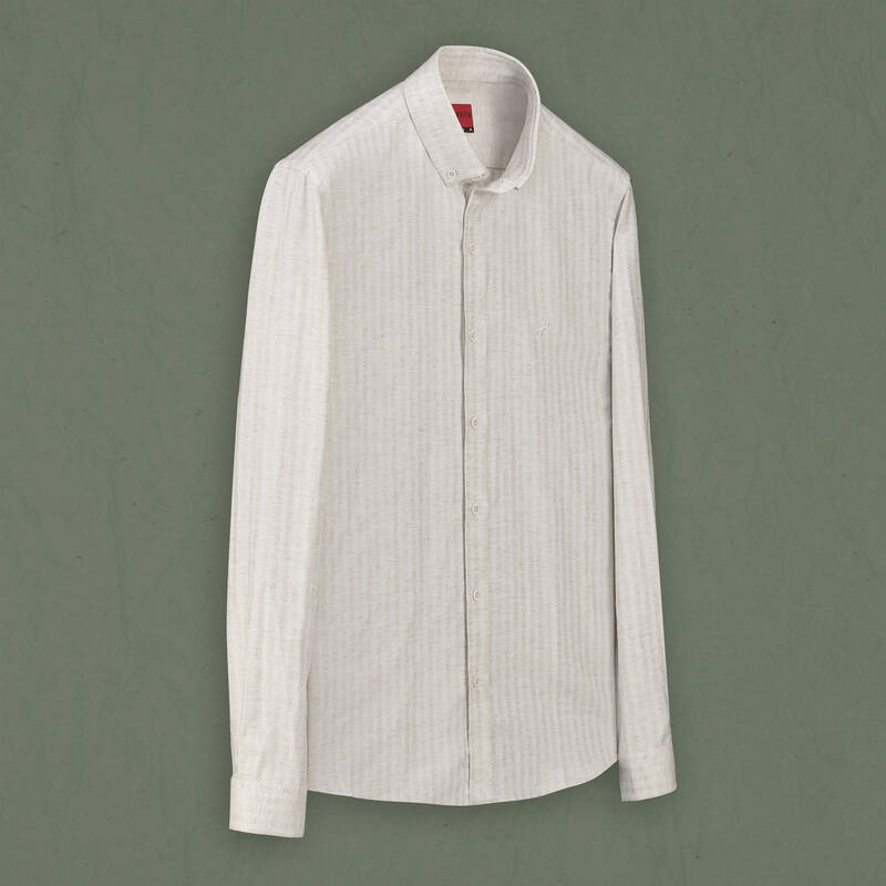 Goias Soho Desenli Çizgili Bej Gömlek - 1