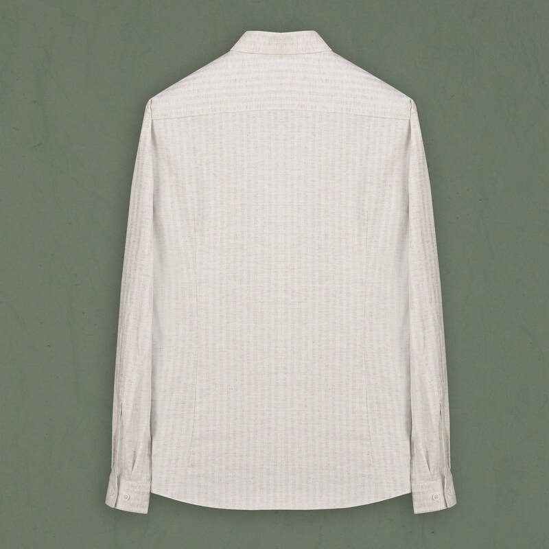 Goias Soho Desenli Çizgili Bej Gömlek - 2