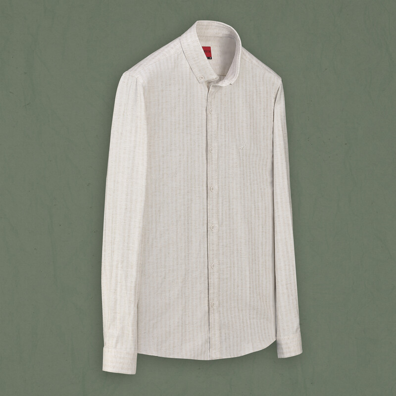 Goias Soho Desenli Çizgili Bej Gömlek - INTERVIEW